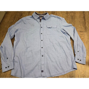 Johnnie-O Shirt Laguna Blue Solid Surf Flannel Long Sleeve Pockets Button XL